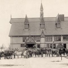 Horses in front of the Horse Barn