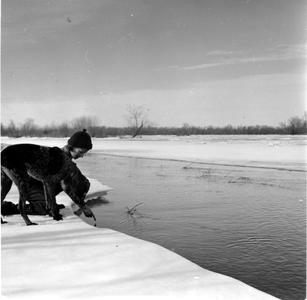 Estella and Gus on frozen river