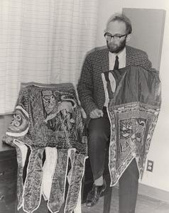 Dr. Edward Beals and banners, Manitowoc, Nineteen sixties