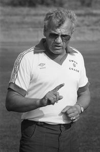 Men's soccer coach, Aldo Santaga