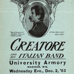 "Creatore and his Italian Band" program