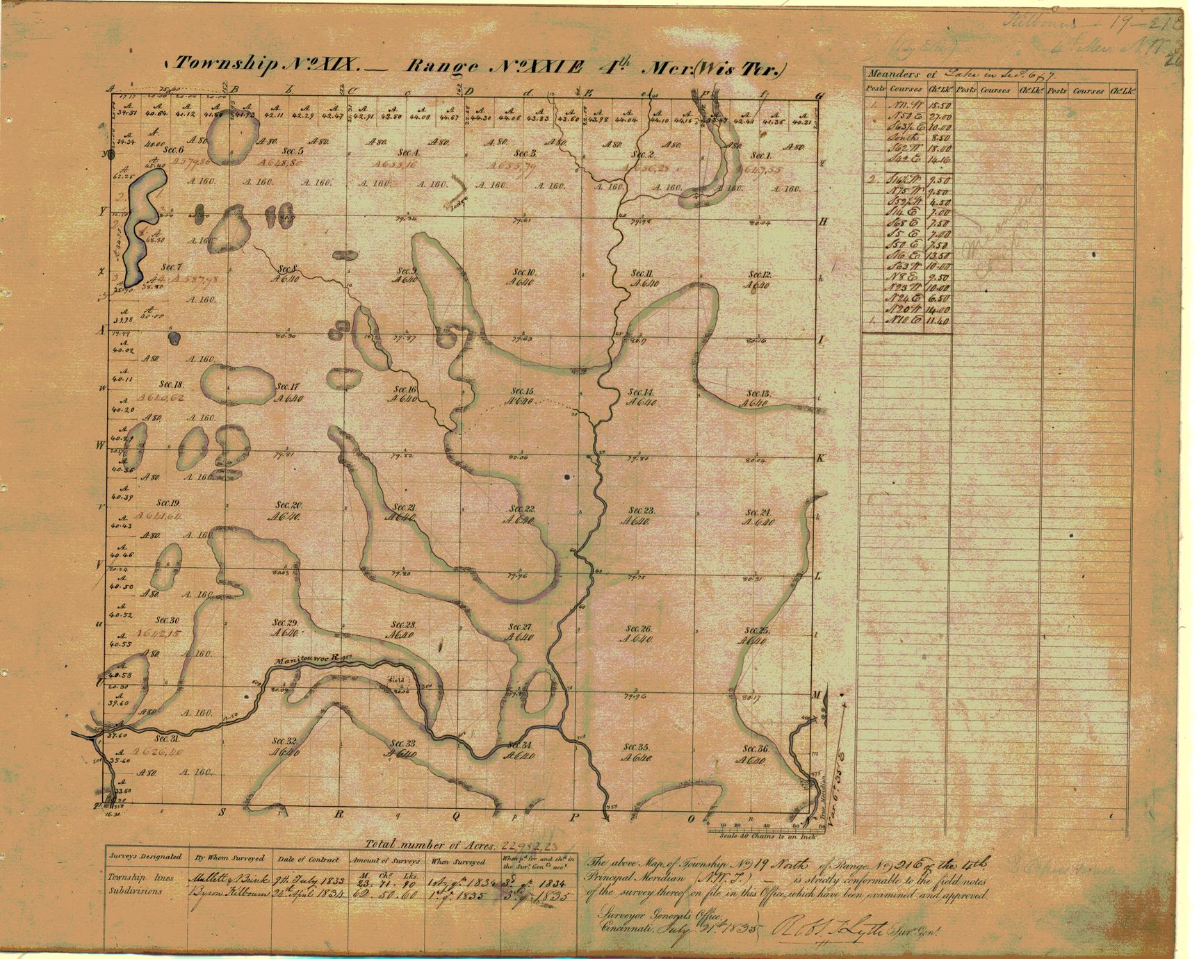 [Public Land Survey System map: Wisconsin Township 19 North, Range 21 East]