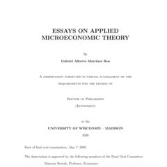 Essays on Applied Microeconomic Theory