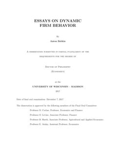 Essays on dynamic firm behavior