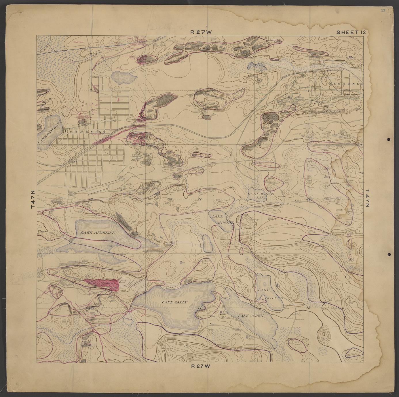 Geological map of Ishpeming and Negaunee (Marquette County, Michigan)