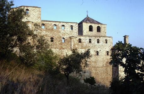 West wall of Xenophontos Monastery