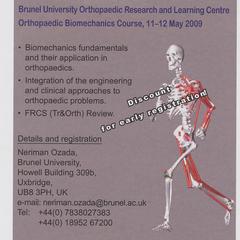 Brunel University Orthopaedic Biomechanics Course advertisement