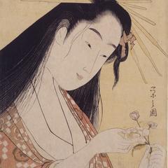 Courtesan as the Poetess Ono no Komachi, Cherry Blossom from the series Flowers and the Six Immortal Poets in Modern Dress
