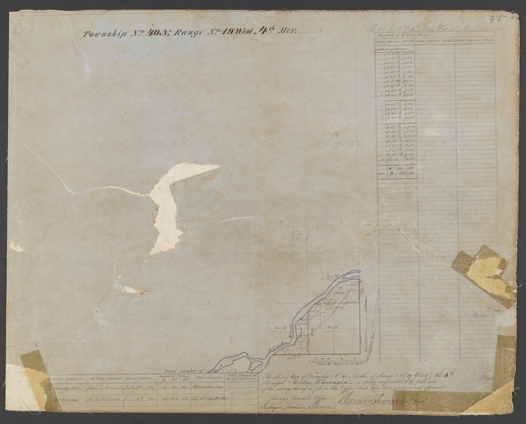 [Public Land Survey System map: Wisconsin Township 40 North, Range 19 West]
