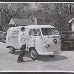 White's Drug Store prescription delivery van and driver
