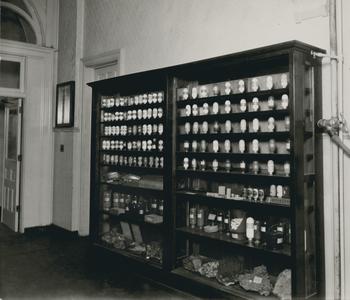 Mineral display case in the Wisconsin Mining School