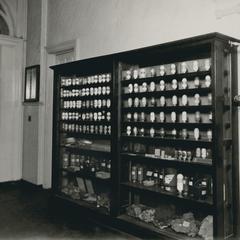 Mineral display case in the Wisconsin Mining School