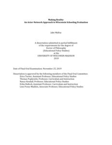 Making Reality: An Actor-Network Approach to Wisconsin Schooling Evaluation