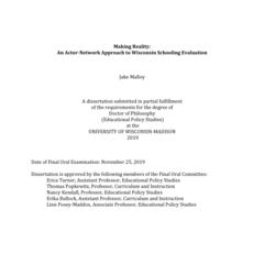 Making Reality: An Actor-Network Approach to Wisconsin Schooling Evaluation
