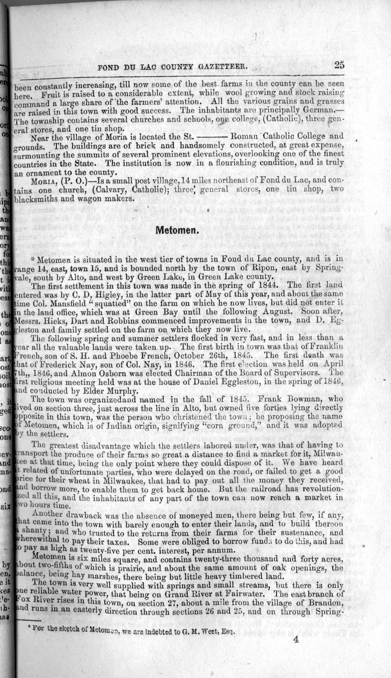 Fond du Lac County gazetteer Full view UWDC UWMadison Libraries