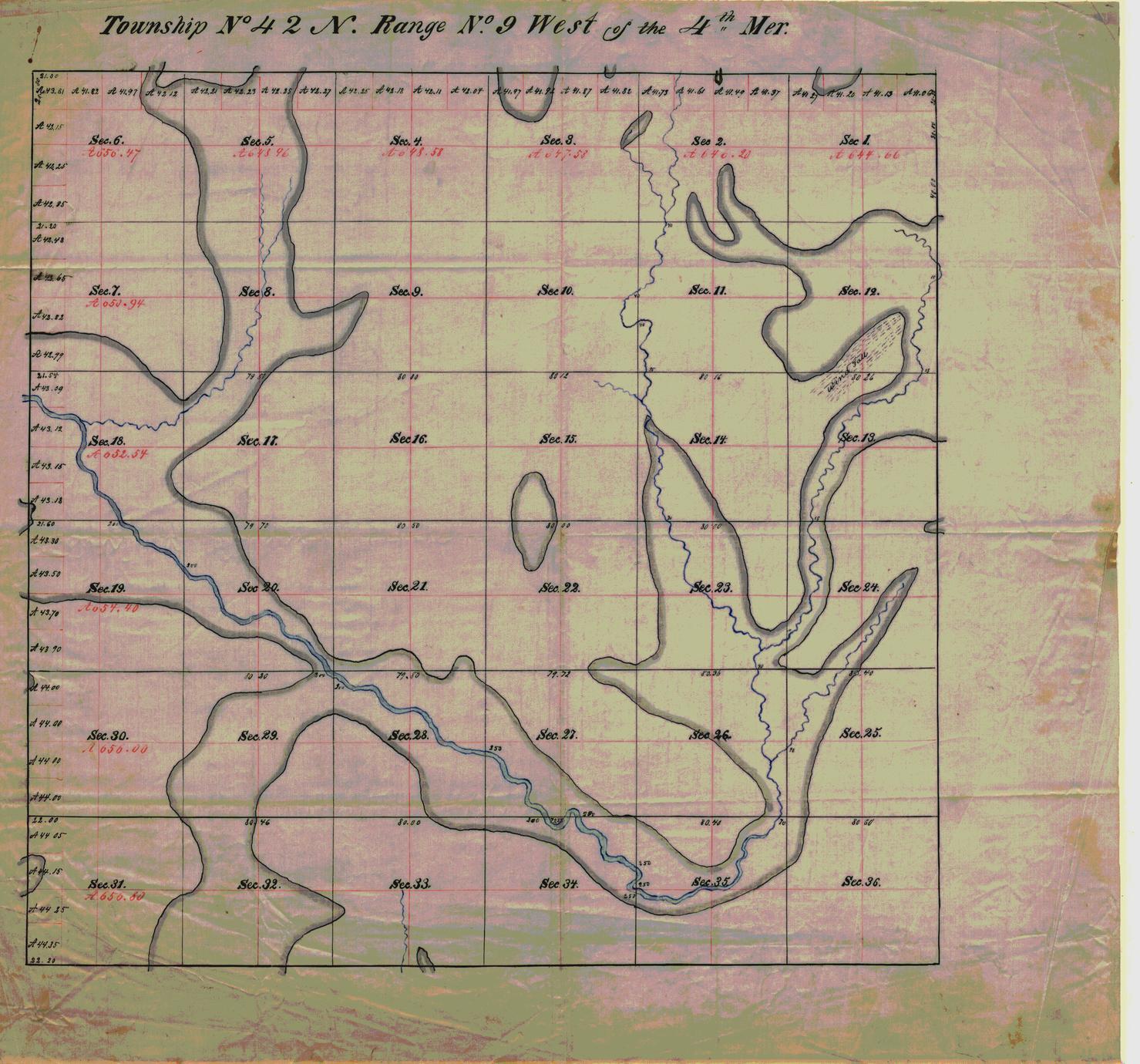 [Public Land Survey System map: Wisconsin Township 42 North, Range 09 West]