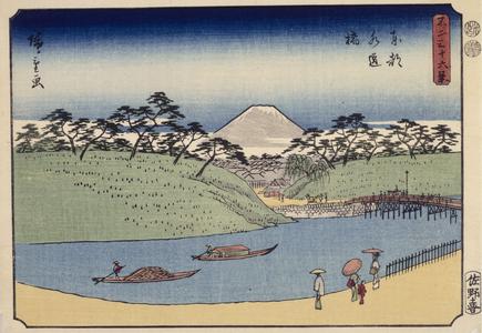Aquaduct Bridge in the Eastern Capital, no. 26 from the series Thirty-six Views of Mt. Fuji