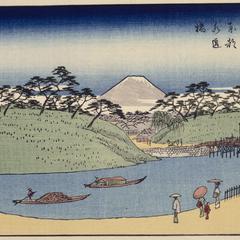 Aquaduct Bridge in the Eastern Capital, no. 26 from the series Thirty-six Views of Mt. Fuji