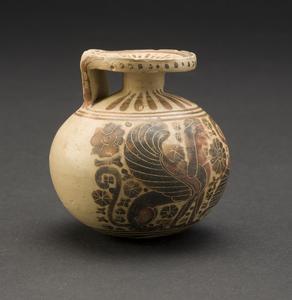 Oil Container (Aryballos) with Sphinxes and Swans