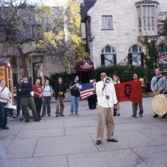 Speaker at Columbus Day protest