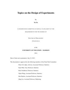 Topics on the Design of Experiments