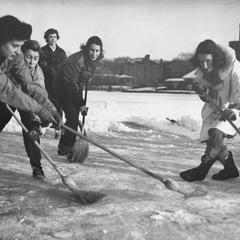 Women's broom hockey on Lake Mendota