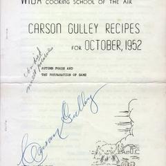 Carson Gulley recipes for October 1952