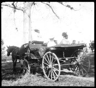 Mrs. Evans & Mrs. B. . . in carriage