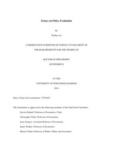 Essays on Policy Evaluation