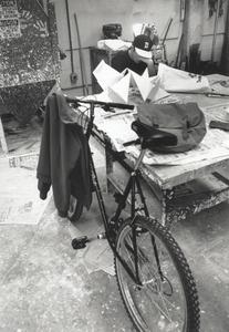 An art student with his bicycle