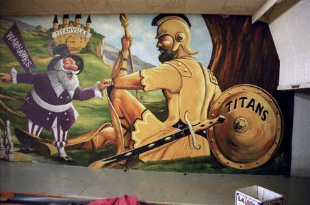 Mural in Reeve Memorial Union bowling alley