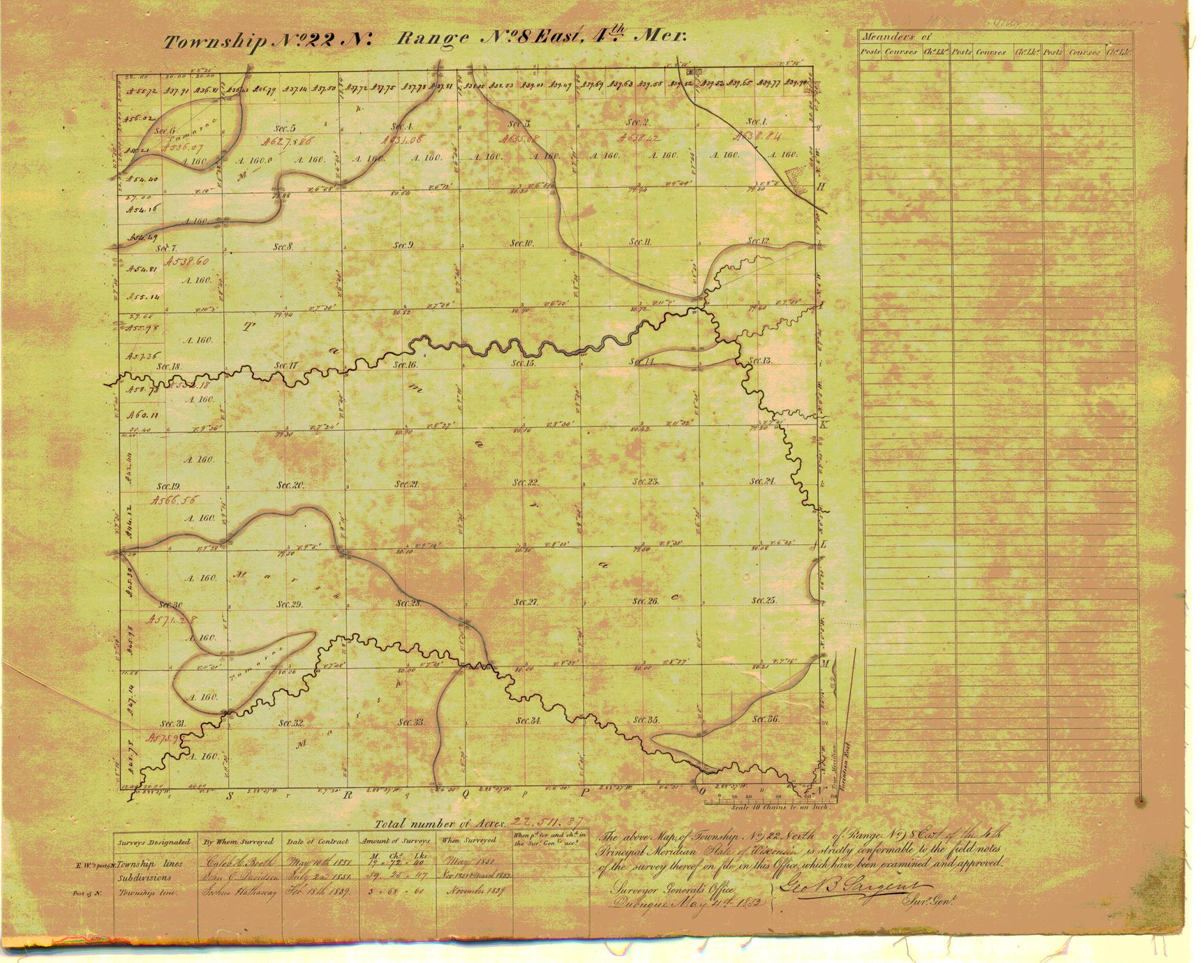 [Public Land Survey System map: Wisconsin Township 22 North, Range 08 East]