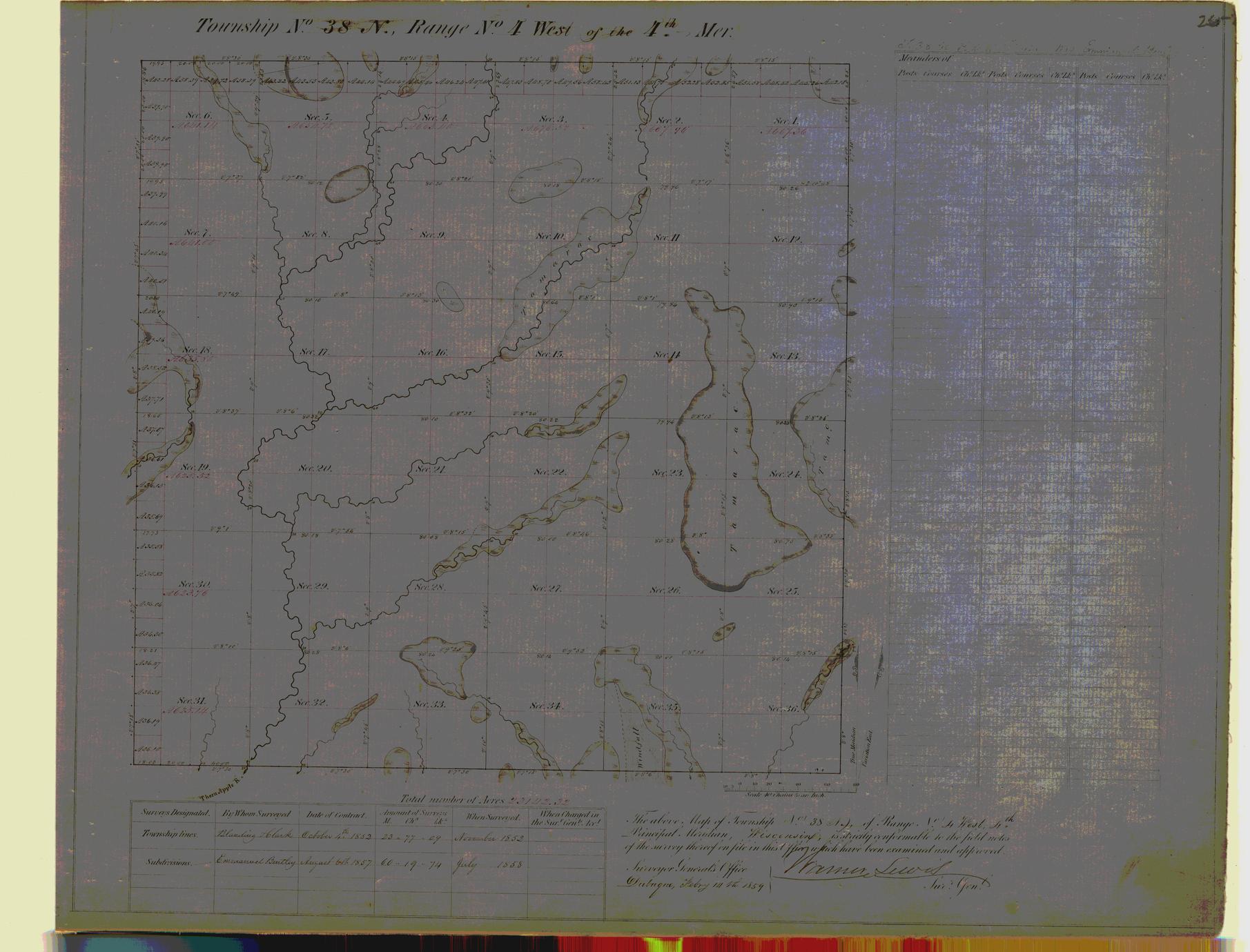 [Public Land Survey System map: Wisconsin Township 38 North, Range 04 West]
