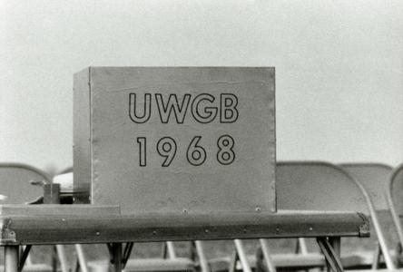 Cornerstone/time capsule for University of Wisconsin-Green Bay campus