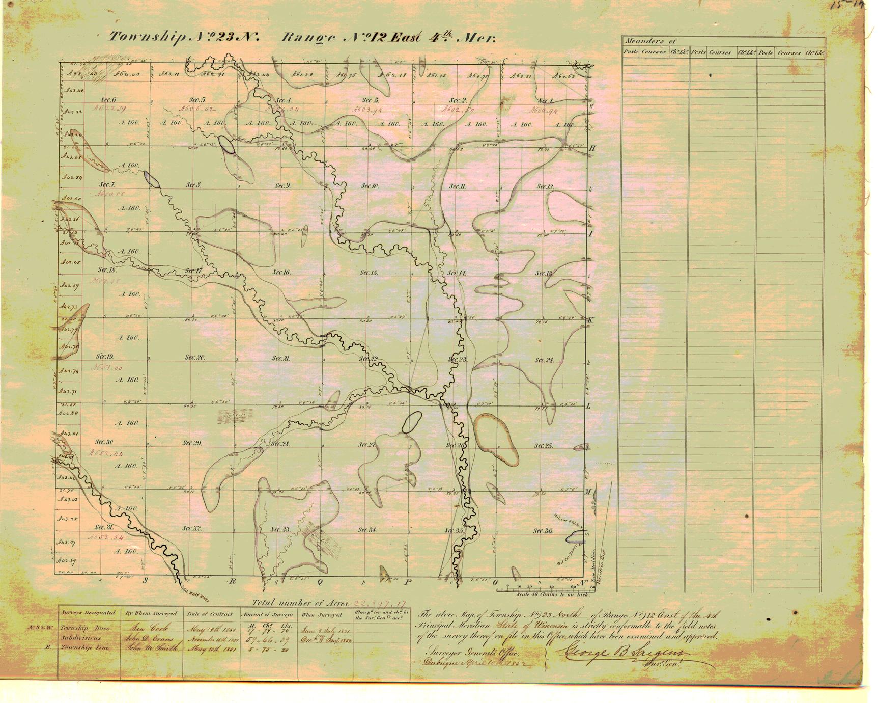 [Public Land Survey System map: Wisconsin Township 23 North, Range 12 East]