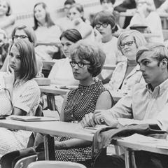 Students listening in class at Deckner campus lecture hall