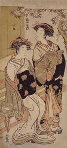 The Courtesans Tamazusa and Konomatsu of the Ieda (or Yata) Establishment, from the series First Patterns of Young Greens
