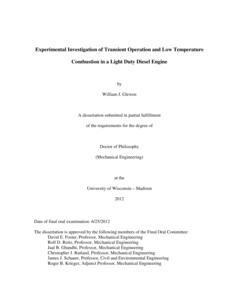 Experimental Investigation of Transient Operation and Low Temperature Combustion in a Light Duty Diesel Engine