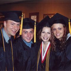 Patrick Keller, Justin Gates, Amy Zagar and Katie Staab at their 2004 graduation, University of Wisconsin--Marshfield/Wood County