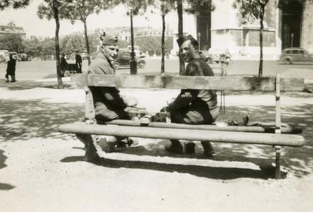 Two unknown soldiers on a bench