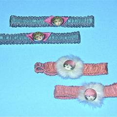 Pink and teal garters