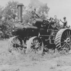 Leonard Finseth and one of his brothers on a steam engine