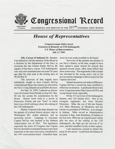 Congressional Record  : Congresswoman Julia Carson--Extension of Remarks on USS Indianapolis
