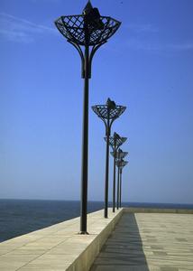 Lanterns along Sea Wall of Hassan II Mosque in Casablanca Completed in 1993