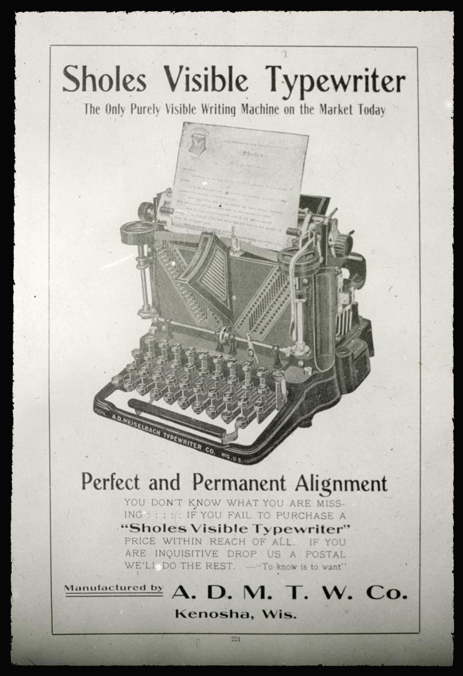 Sholes typewriter - Meiselbach - UWDC - UW-Madison Libraries