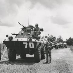 Royal Lao Army forces reoccupy Saravan showing armored cars and ambulances in July 1971