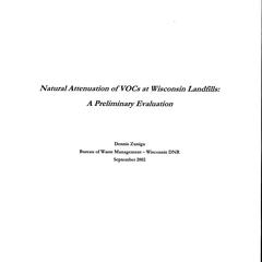 Natural attenuation of VOC's at Wisconsin landfills : a preliminary evaluation