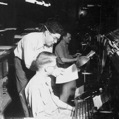Staff members and presses, Daily Cardinal office