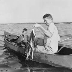 Bill Threinen and son with white bass