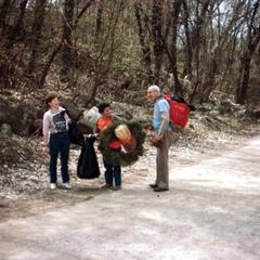 Arthur Hasler, Myriam Ibarra, and Charlotte Stein cleaning up the Lakeshore Path
